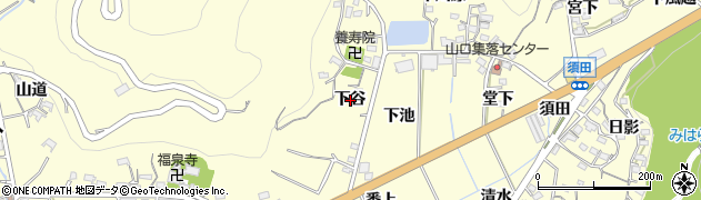 愛知県西尾市東幡豆町下谷周辺の地図