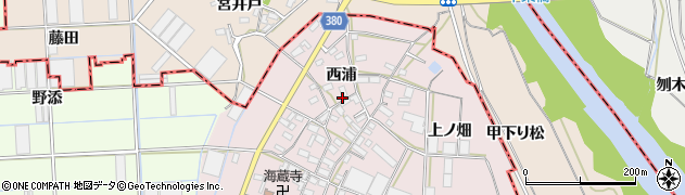 愛知県豊橋市長瀬町（西浦）周辺の地図