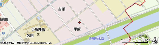 愛知県豊川市篠束町平飯周辺の地図
