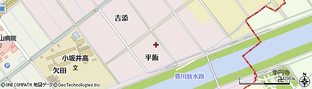 愛知県豊川市篠束町（平飯）周辺の地図