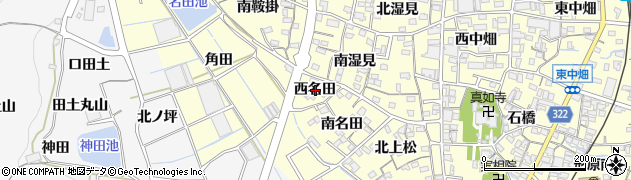 愛知県蒲郡市形原町西名田周辺の地図