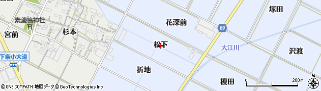 愛知県豊橋市下条東町（松下）周辺の地図