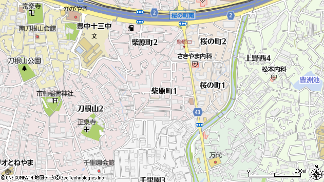 〒560-0055 大阪府豊中市柴原町の地図
