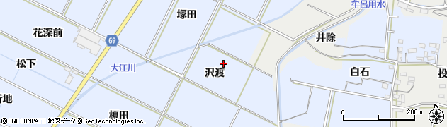 愛知県豊橋市下条東町（沢渡）周辺の地図