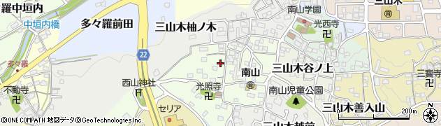 京都府京田辺市三山木南山周辺の地図