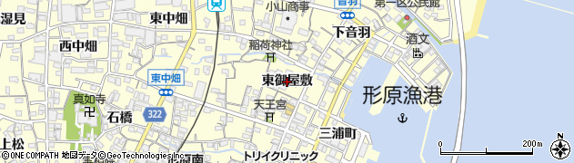 愛知県蒲郡市形原町（東御屋敷）周辺の地図