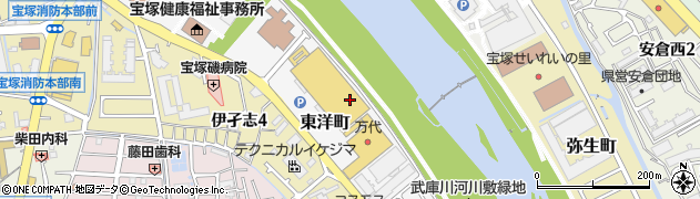 兵庫県宝塚市東洋町周辺の地図