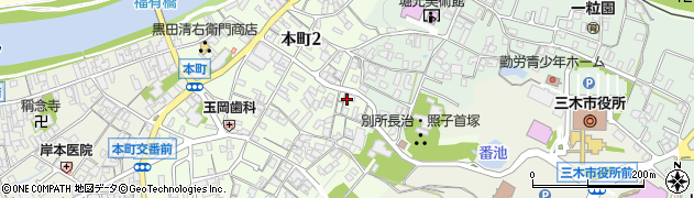 兵庫県三木市本町周辺の地図