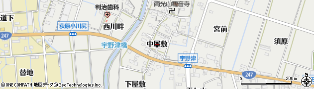 愛知県西尾市吉良町吉田（中屋敷）周辺の地図