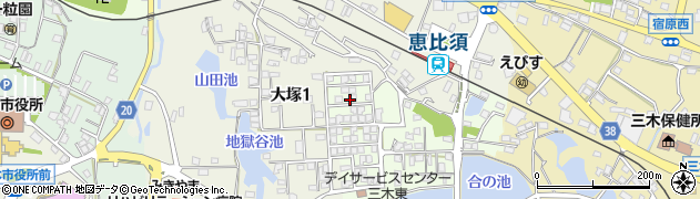 兵庫県三木市君が峰町1周辺の地図
