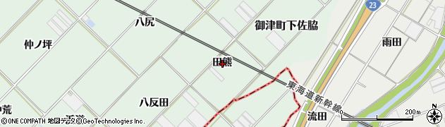 愛知県豊川市御津町下佐脇田熊周辺の地図