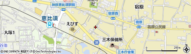 兵庫県三木市宿原周辺の地図