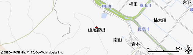 愛知県豊橋市嵩山町山尾曽根周辺の地図