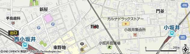 愛知県豊川市小坂井町野地周辺の地図