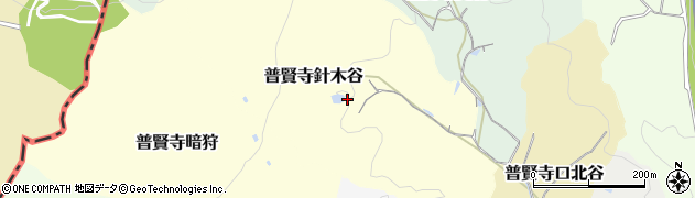 京都府京田辺市普賢寺針木谷周辺の地図