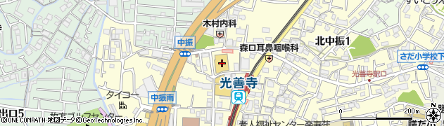 てこや光善寺駅前店周辺の地図