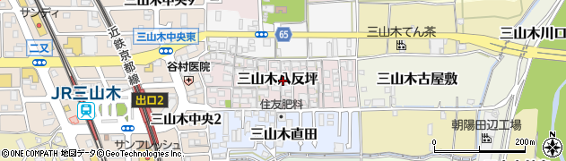 京都府京田辺市三山木八反坪周辺の地図