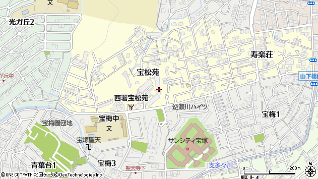 〒665-0016 兵庫県宝塚市宝松苑の地図