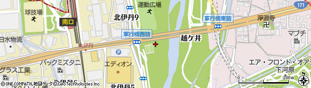 兵庫県伊丹市下河原（越ケ井）周辺の地図