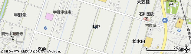 愛知県西尾市吉良町吉田（山中）周辺の地図
