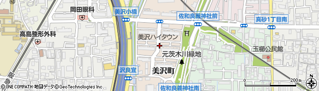 大阪府茨木市美沢町周辺の地図