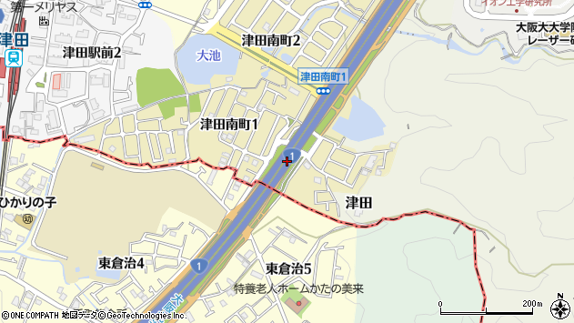 〒573-0124 大阪府枚方市津田南町の地図