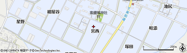 愛知県豊橋市下条東町（宮西）周辺の地図