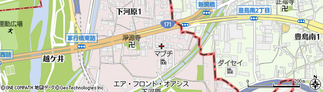 兵庫県伊丹市下河原（畑ケ屋）周辺の地図