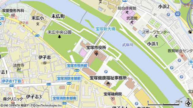 〒665-0000 兵庫県宝塚市（以下に掲載がない場合）の地図
