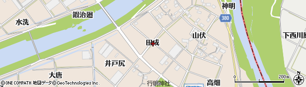 愛知県豊川市行明町田成周辺の地図