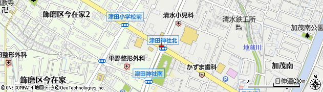 津田神社北周辺の地図