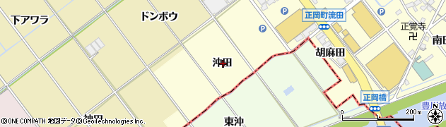 愛知県豊川市正岡町沖田周辺の地図