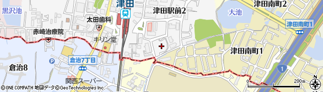 大阪府枚方市津田駅前2丁目周辺の地図