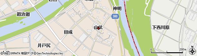 愛知県豊川市行明町山伏周辺の地図