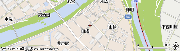 愛知県豊川市行明町周辺の地図