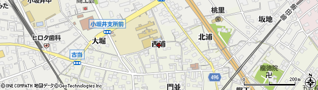愛知県豊川市小坂井町西浦周辺の地図