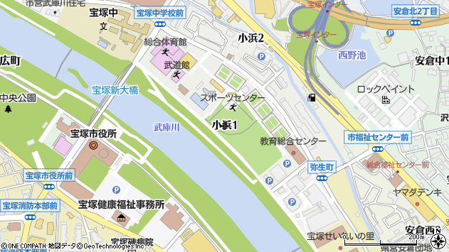〒665-0827 兵庫県宝塚市小浜の地図