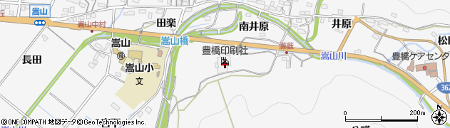 愛知県豊橋市嵩山町田楽44周辺の地図