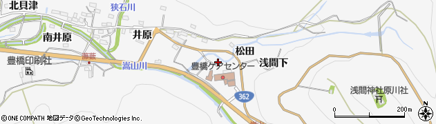 愛知県豊橋市嵩山町（松田）周辺の地図