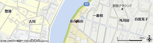 愛知県西尾市吉良町大島（彦兵衛山）周辺の地図