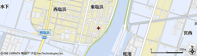 愛知県西尾市一色町一色東塩浜40周辺の地図