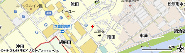 愛知県豊川市正岡町（池田）周辺の地図