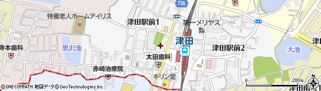 枚方市立駐輪場津田自転車駐車場周辺の地図