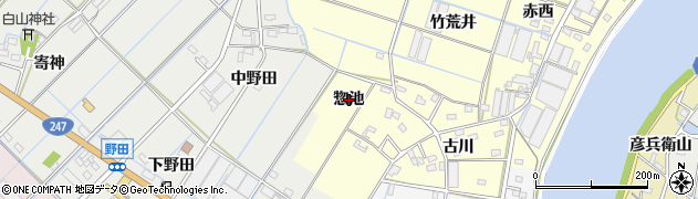 愛知県西尾市一色町大塚（惣池）周辺の地図