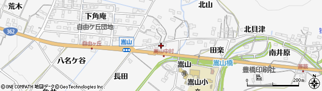 愛知県豊橋市嵩山町（長田）周辺の地図