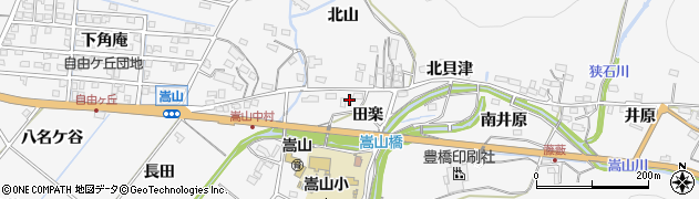 愛知県豊橋市嵩山町田楽8周辺の地図