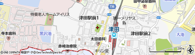 枚方市立　津田自転車駐車場周辺の地図