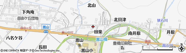 愛知県豊橋市嵩山町（田楽）周辺の地図