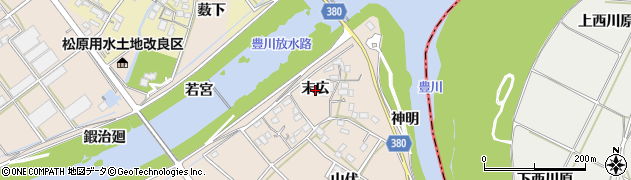 愛知県豊川市行明町末広周辺の地図