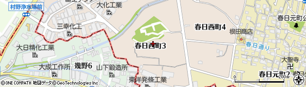 大阪府枚方市春日西町3丁目周辺の地図